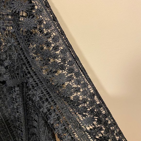Black Lace Holiday Blouse Size M - Picture 3 of 4